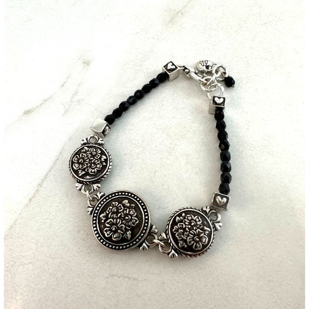 Brighton "1910 Jet Set" Black Bead Reversible Bracelet Preowned